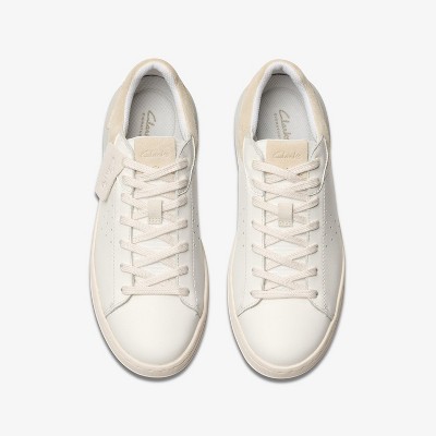 Clarks Mens Courtlite 2 Run White Leather Shoes 11 Medium — фото 7