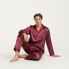 Anna-Kaci Men's 2-Piece Set Satin Pajamas with Geometric Print Contrast Collar and Button-Up Top - 4 of 4