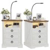 Vlsrka LED 3-Drawer Nightstand with Charging Station and Reading Light,White - 3 of 4