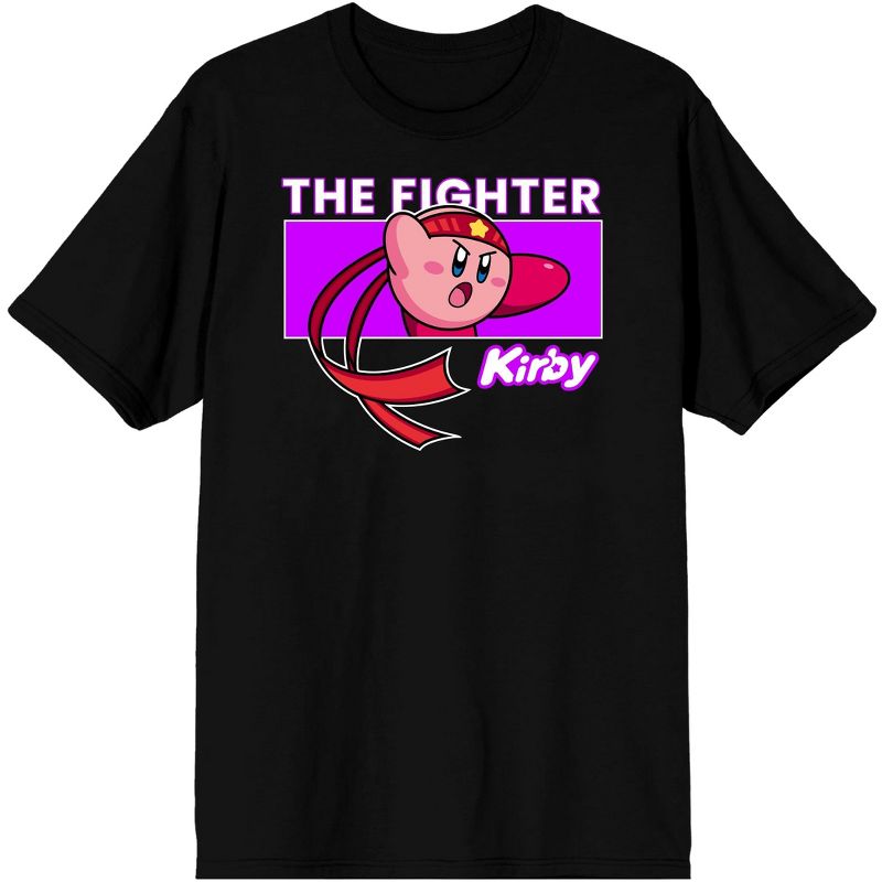Kirby The Fighter Chest Print Men's Black Graphic Tee, 1 of 4