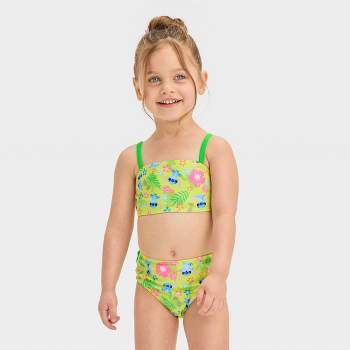 Toddler Girls' Disney Stitch Ruffle Bikini Set - Green
