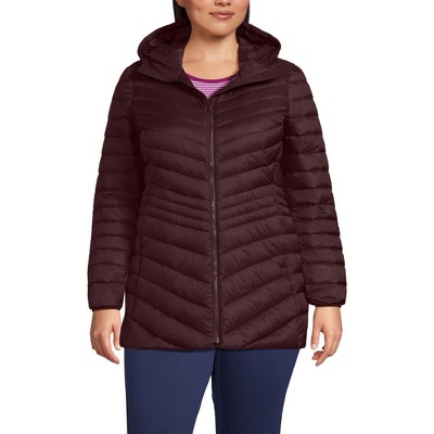 Lands' End Women's Outerwear Wanderweight Ultralight Packable Hooded Long Down Jacket