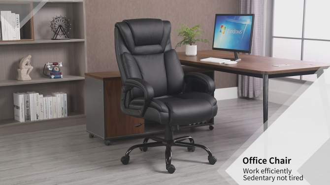 Vinsetto Big and Tall Executive Office Chair 400lbs Computer Desk Chair with High Back PU Leather Ergonomic Upholstery Adjustable Height and Swivel Wheels, 2 of 10, play video