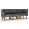 vidaXL 3-Seater Patio Sofa with Cushions Gray Poly Rattan - 2 of 4