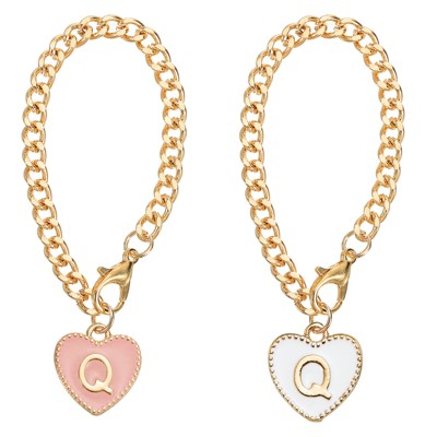 Unique Bargains Letter Heart Shape Identification Accessories Pink & White 2 Pcs
