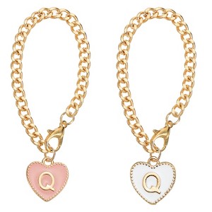Unique Bargains Letter Heart Shape Identification Accessories Pink & White 2 Pcs - 1 of 4