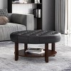 32" Round Contemporary Ottoman Bench with Open Storage Shelf for Living Room -3irtyhousy - 2 of 4
