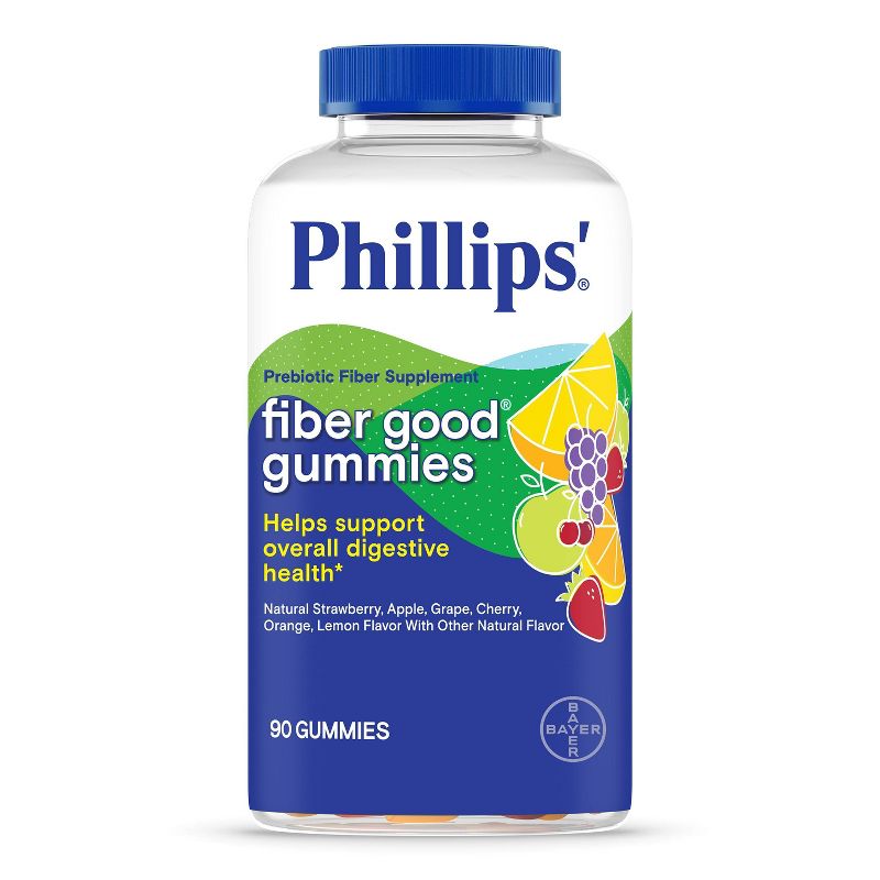 Phillips&#39;  Fiber Good Gummies, Prebiotic Fiber Supplement with Inulin Soluble Fiber - Fruit Flavored - 90ct, 1 of 5
