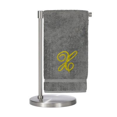 BC BARE COTTON Monogrammed Bath Towel, Personalized Gift, 27 x 54 inches - Set of 1 - Gray - Gold Script