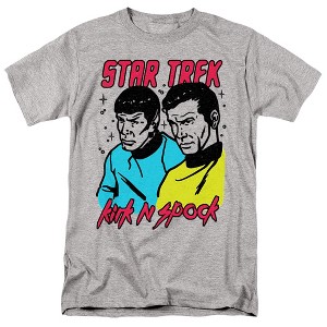 Star Trek Kirk N Spock Adult T-Shirt Athletic Heather - 1 of 4