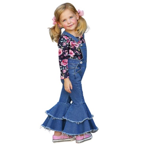 Girls Fall Florals Flared Overall Set Mia Belle Girls, Black, 10 : Target
