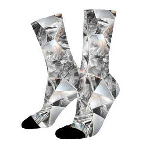 Diamond Texture Style Crystal Women Printed Crew Socks Funny Funky Socks Soft Polyester Novelty Gifts for Artists Men - 1 of 1