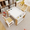 White Kids 2 in 1 Play Table & 2 Chairs Set,with 7 Storage Compartments,Compatible - 3 of 4
