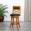 24" Counter Height X-Back Swivel Stool with Padded Seat and Weathered Finish, Solid Hardwood Frame for Kitchen or Bar - 3 of 4