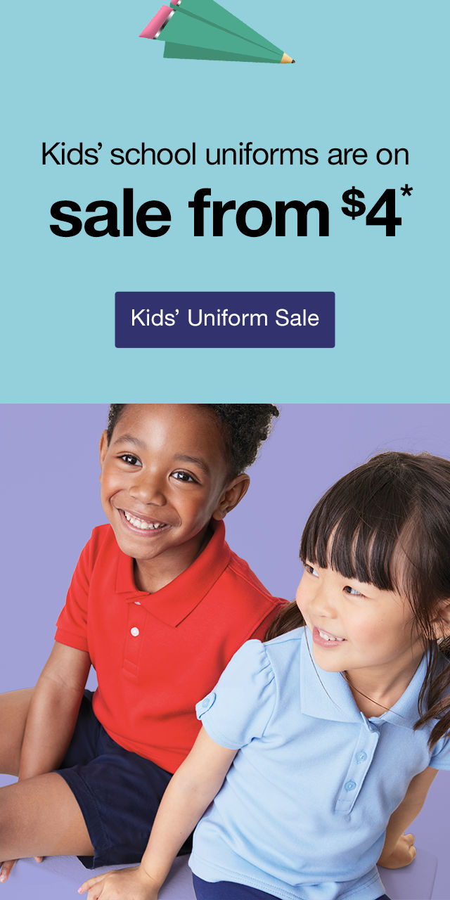 Kids' school uniforms are on sale from $4 Kids' Uniform Sale