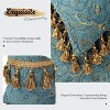 Hachikiko Queen Size Euro Headboard Pillow - Floral Embroidered, Blue with Gold, PP Cotton Filled (60"W x 26"H) - 4 of 4