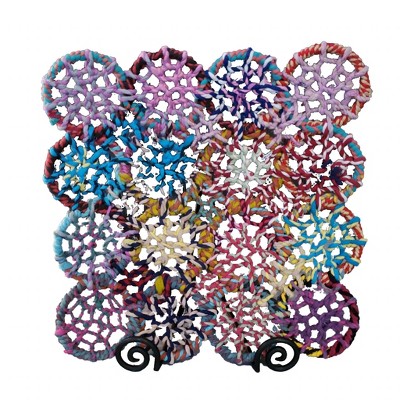 HomeRoots Metal And Jute Colorful Braided Basket