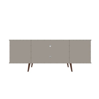 Off White Composite Mid-Century Modern TV Stand with Cabinet