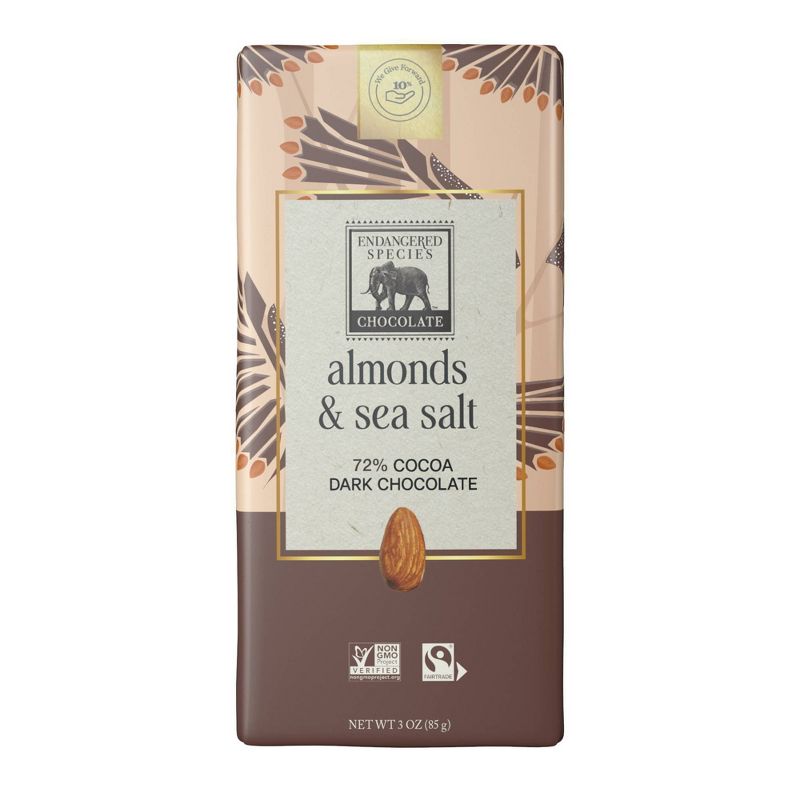 Endangered Species Candy Chocolate Dark Chocolate with Sea Salt &#38; Almonds - 3oz, 1 of 7