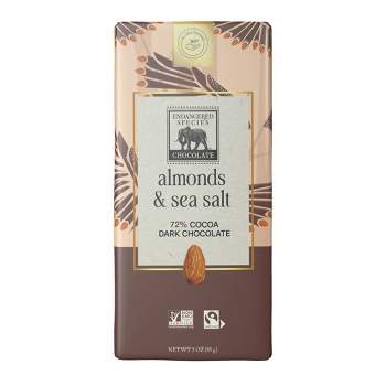Endangered Species Candy Chocolate Dark Chocolate with Sea Salt & Almonds - 3oz
