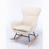 NicBex Teddy Upholstered Accent Chair with High Backrest and Armrests,Modern Upholstered Rocking Chair for Living Room,White - 4 of 4