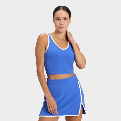 Women's Everyday Soft Light Support Contrast V-Neck Cropped Sports Bra - All In Motion™
