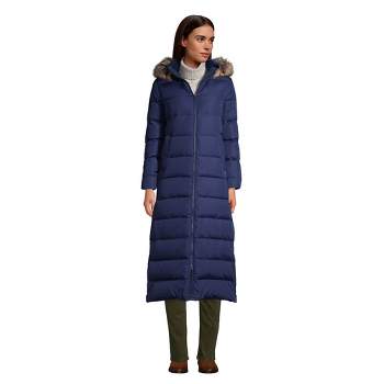 Lands' End Women's Tall Winter Long Down Coat With Faux Fur Hood : Target