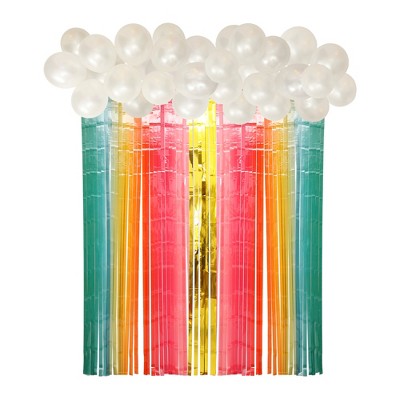 Packed Party Rainbow Fringe & Balloons Photo Backdrop