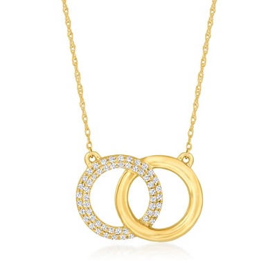 Pure Collection by Ross-Simons 0.25 ct. t.w. Pave Diamond Interlocking Circle Necklace in 14kt Yellow Gold