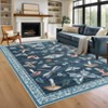Rug for Living Room Washable Rug Floral Insect Print Area Rugs Non Slip Stain Resistant Floor Covering Non Shedding Low Pile Mats - 2 of 4