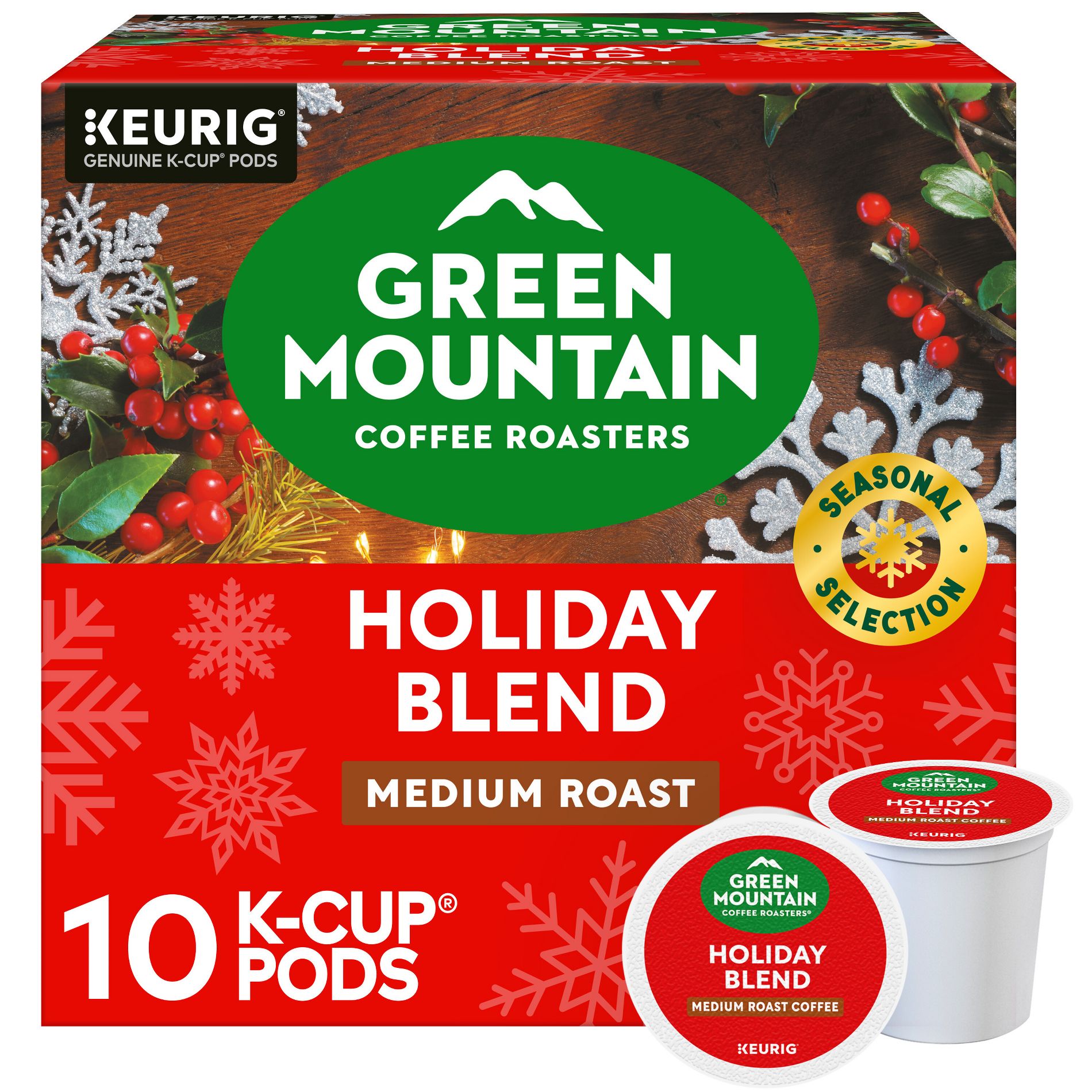 Green Mountain Holiday Blend Medium Roast Keurig K-Cup Coffee Pods - 10ct