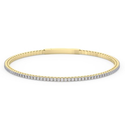 Pompeii3 1Ct Diamond Flexible Oval Bangle Women's Bracelet 14k Yellow Gold Lab Created