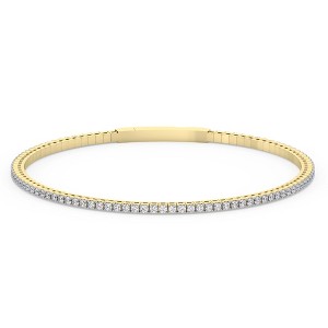 Pompeii3 1Ct Diamond Flexible Oval Bangle Women's Bracelet 14k Yellow Gold Lab Created - 1 of 4