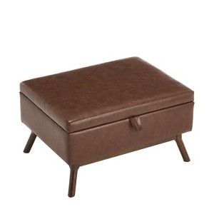 DSVIMOY Mid-Century Modern Square Coffee Table Storage Bench  for Living Room, Entryway and Family Room, Brown, 31.5"*23.23"*17.72" - 1 of 4
