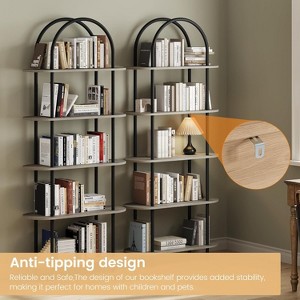 Acekool 5-Tier Arched Bookshelf Set of 2, Metal Frame, Open Storage Display, Anti-Tip, Graphite Gray - 1 of 4