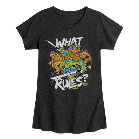 Girls' - Teenage Mutant Ninja Turtles - What Rules? Leo and Brothers Fitted Short Sleeve Graphic T-Shirt - image 1 of 4