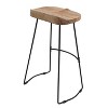 The Urban Port 30" Handcrafted Backless Barstool Natural Brown Mango Wood Saddle Seat Black Metal Base Brown/Black - 3 of 4