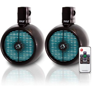Pyle 8.0'' Waterproof Marine Wakeboard Tower Speakers with LED Lights (PLMRWB858LE) - Black - 1 of 4