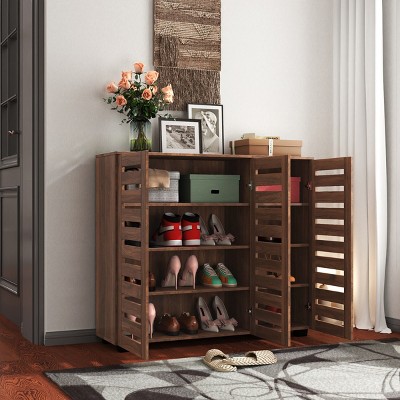 Shoe Cabinet,5-Tier Shoe Storage Cabinet With Adjustable Shelves And Louvered Doors,Shoe Rack Organizer For Entryway,Hallway-Cuddlewood