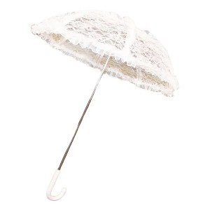 HMS Steampunk Lace Costume Umbrella Parasol 24" - White - 1 of 3
