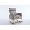 PAGED Teddy Fabric Rocking Accent Chair With Packet Wood Legs,Modern Arm Chair with Ergonomic Backrest Design,Accent Chair for Living Room - 3 of 4