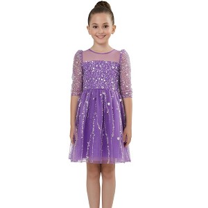 2Bunnies Girls Sparkle Sequin Beaded Tulle Flower Girl Party Dress - 1 of 4