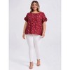 GRACE & GRANDEUR Women's Plus Size Floral-Print Crew Neck Double Layer Ruffle Short Sleeve Casual Blouses - 2 of 4