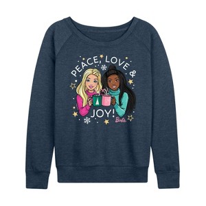Women's - Barbie - Holidays & Christmas Lightweight French Terry Wide Neck Long Sleeve Shirt - 1 of 4