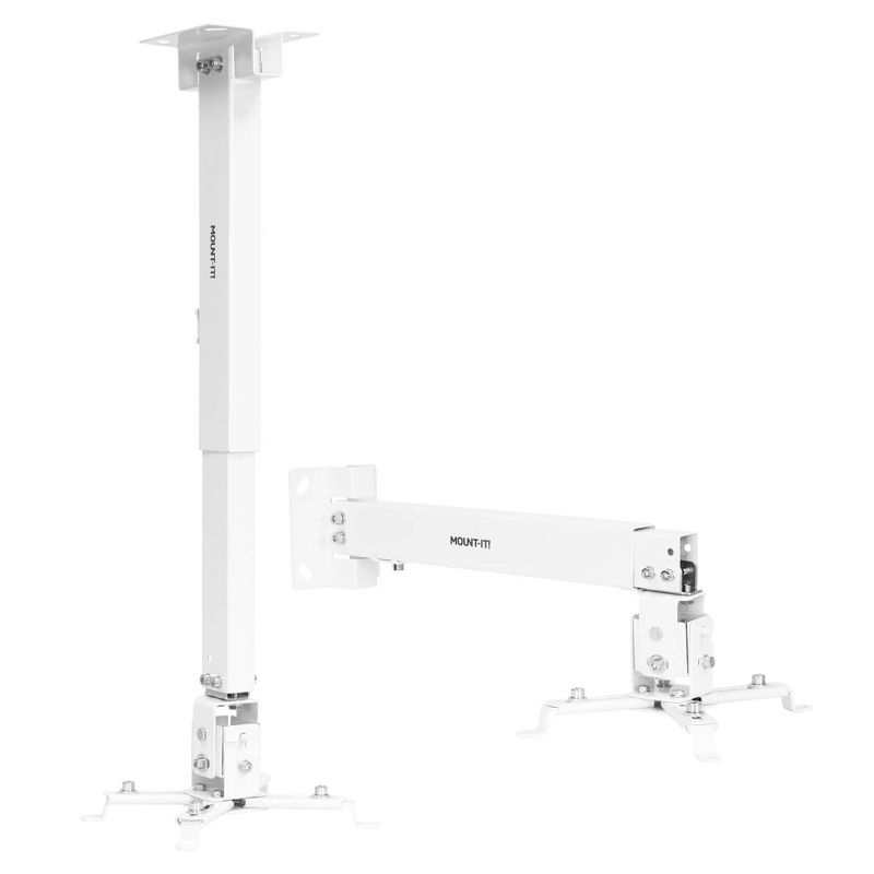 Mount-It! Full Motion Projector Mount with Universal LCD/DLP Mounting For Epson, Optoma, Benq, ViewSonic Projectors | 44 Lbs. Load Capacity | White, 1 of 8