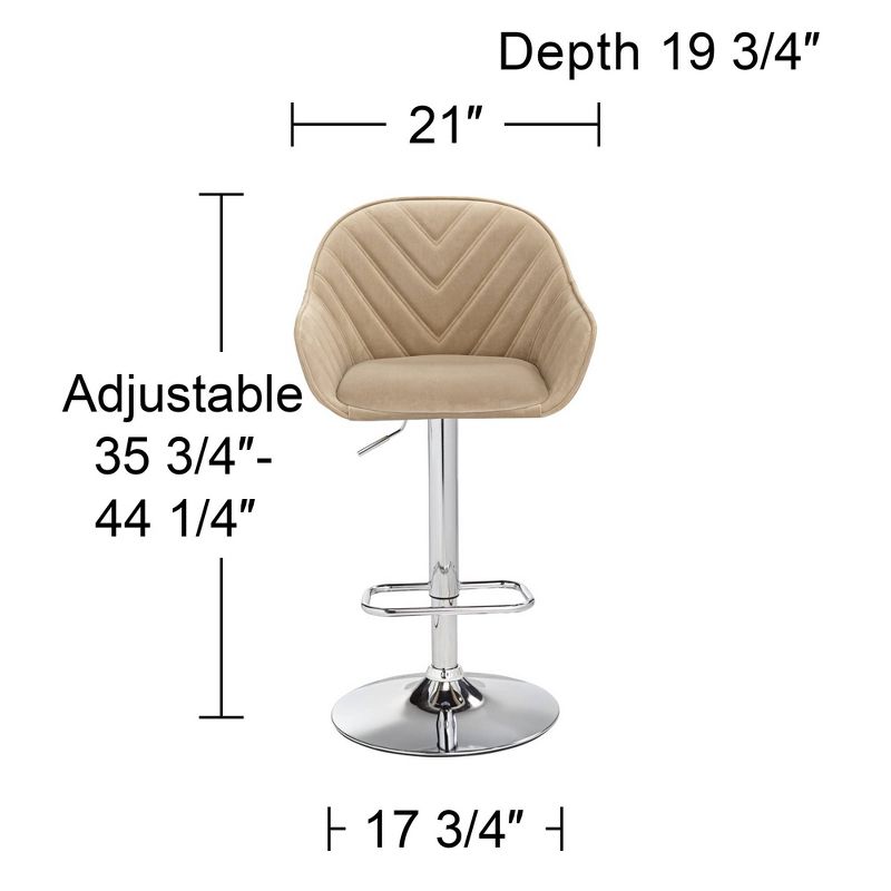 Studio 55D Alta Chrome Swivel Bar Stool 32 1/2" High Mid Century Modern Adjustable Beige Cushion with Backrest Footrest for Kitchen Counter Height, 4 of 10
