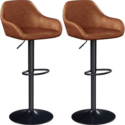 Yaheetech 2pcs Upholstered Adjustable Height, Swivel Bar Stools Set