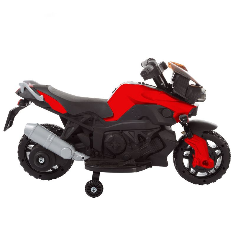 Toy Time Kids Motorcycle - Electric Ride-On with Training Wheels and Reverse Function - Red, 5 of 11