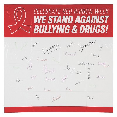 Fun Express 6 Ft. x 6 Ft. Celebrate Red Ribbon Week Plastic Autograph Poster