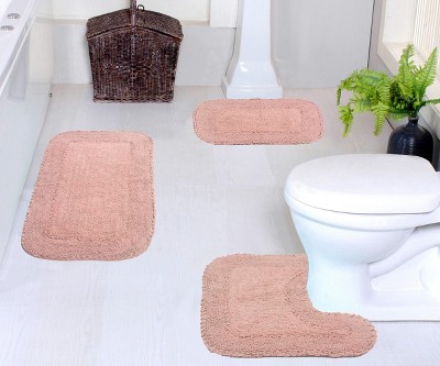 Radiant Collection Cotton Ruffle Pattern Tufted Set of 3 Bath Rug Set - Home Weavers